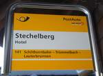 (131'828) - PostAuto-Haltestellenschild - Stechelberg, Hotel - am 30.
