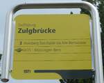 (160'728) - STI-Haltestellenschild - Steffisburg, Zulgbr�cke - am 23.