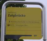 (171'925) - STI-Haltestellenschild - Steffisburg, Zulgbr�cke - am 20.