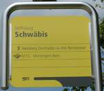 (172'758) - STI-Haltestellenschild - Steffisburg, Schw�bis - am 5.