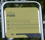 (267'551) - STI-Haltestellenschild - Steffisburg, Fl�hli - am 27.