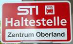 (128'188) - STI-Haltestellenschild - Thun, Zentrum Oberland - am 1.