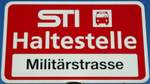 (128'200) - STI-Haltestellenschild - Thun, Milit�rstrasse - am 1.