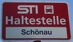 (128'202) - STI-Haltestellenschild - Thun, Sch�nau - am 1.