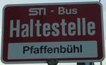 (133'348) - STI-Haltestellenschild - Thun, Pfaffenb�hl - am 21.