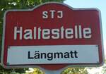 (140'411) - STI-Haltestellenschild - Thun, L�ngmatt - am 7.