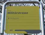 (159'174) - STI-Haltestellenschild - Thun, Milit�rstrasse - am 15.