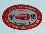 (229'399) - Kleber zum Jubil�um 70 Jahre Automobilverkehr Frutigen-Adelboden AG 1917-1987 am 18.