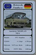 (269'226) - Quartett-Spielkarte mit Auw�rter NEOPLAN ND 6 von 1972 am 17.