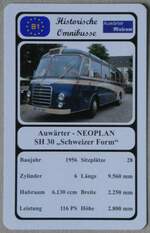 (271'467) - Quartett-Spielkarte mit Auw�rter - NEOPLAN SH 30  Schweizer Form  von 1956 am 26.