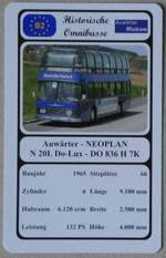 (271'468) - Quartett-Spielkarte mit Auw�rter - NEOPLAN N 20L Do-Lux - DO 836 H 7K von 1965 am 26.