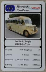 (273'036) - Quartett-Spielkarte mit Bedford / Duple OB Bella Vista von 1949 am 16.