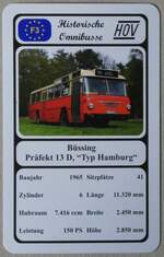 (274'092) - Quartett-Spielkarte mit B�ssing Pr�fekt 13 D,  Typ Hamburg  von 1965 am 20.