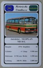 (274'305) - Quartett-Spielkarte mit Auw�rter - NEOPLAN NH 10 L von 1970 am 27.