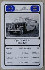 (278'419) - Quartett-Spielkarte mit Opel / Auw�rter Blitz 1,5 t von 1037 am 3.