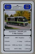 (279'786) - Quartett-Spielkarte mit Auw�rter - NEOPLAN N 906 Telebus von 1980 am 31.