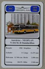 (279'788) - Quartett-Spielkarte mit Auw�rter - NEOPLAN N 416 SL II Standardbus von 1982 am 31.