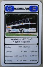 (280'036) - Quartett-Spielkarte mit Auw�rter - NEOPLAN N 128/4 Megaliner von 1993 am 7.