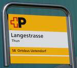 (280'415) - +P-Haltestellenschild - Thun, Langestrasse - am 14.