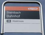 (259'981) - RBS-Haltestellenschild - Zollikofen, Steinibach Bahnhof - am 3. M�rz 2024