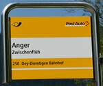 (250'898) - PostAuto-Haltestellenschild - Zwischenfl�h, Anger - am 2.