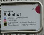 (232'734) - tpf-Haltestellenschild - D�dingen, Bahnhof - am 6.