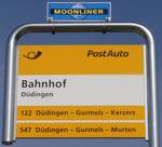 (233'832) - PostAuto-Haltestellenschild - D�dingen, Bahnhof - am 12.