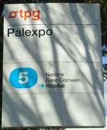 (132'843) - tpg-Haltestellenschild - Gen�ve, Palexpo - am 10.