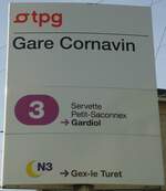 (132'948) - tpg-Haltestellenschild - Gen�ve, Gare Cornavin - am 10.