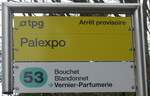 (189'262) - tpg-Haltestellenschild - Gen�ve, Palexpo - am 12.