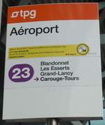 (189'271) - tpg-Haltestellenschild - Gen�ve, A�roport - am 12.