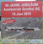 (206'334) - Plakat f�r 50-JAHRE-JUBIL�UM Autobetrieb Sernftal AG am 15.