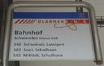 (226'424) - GLARNER BUS- Haltestellenschild - Schwanden (Glarus S�d), Bahnhof - am 12.