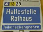 (176'308) - VBZ-Haltestellenschild - Z�rich, Rathaus - am 23.
