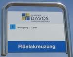(218'923) - GEMEINDE DAVOS VERKEHRSBETRIEB-Haltestellenschild - Davos, Fl�elakreuzung - am 20.