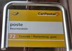 (203'720) - PostAuto-Haltestellenschild - Beurnev�sin, poste - am 15. April 2019
