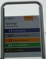 (132'980) - AutoAG/ROTTAL AUTO AG/PostAuto/ebus-Haltestellenschild - Emmenbr�cke, Sprengi - am 11. M�rz 2011