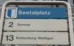 (148'963) - VBL-Haltestellenschild - Emmenbr�cke, Seetalplatz - am 16. Februar 2014