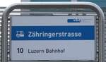 (274'016) - vbl-Haltestellenschild - Luzern, Z�hringerstrasse - am 15.