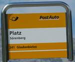 (239'847) - PostAuto-Haltestellenschild - S�renberg, Platz - am 28.