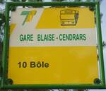 (129'525) - TN-Haltestellenschild - Neuch�tel, Gare Blaise-Cendrars - am 6.
