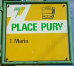 (129'530) - TN-Haltestellenschild - Neuch�tel, Place Pury - am 6.