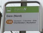 (168'780) - transN-Haltestellenschild - Neuch�tel, Gare (Nord) - am 20.
