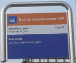 (223'995) - SBB CFF FFS-Haltestellenschild - Neuch�tel, gare - am 7.