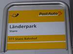 (186'812) - PostAuto-Haltestellenschild - Stans, L�nderpark - am 9.