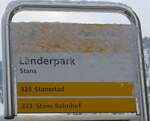 (186'814) - PostAuto-Haltestellenschild - Stans, L�nderpark - am 9.