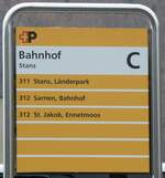 (260'296) - +P-Haltestellenschild - Stans, Bahnhof - am 12.