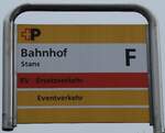 (284'603) - +P-Haltestellenschild - Stans, Bahnhof - am 3. Februar 2026