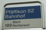 (135'827) - Landolt-Haltestellenschild - Pf�ffikon SZ, Bahnhof - am 5.