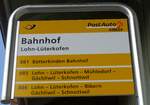 (169'406) - PostAuto-Haltestellenschild - Lohn-L�terkofen, Bahnhof - am 21.